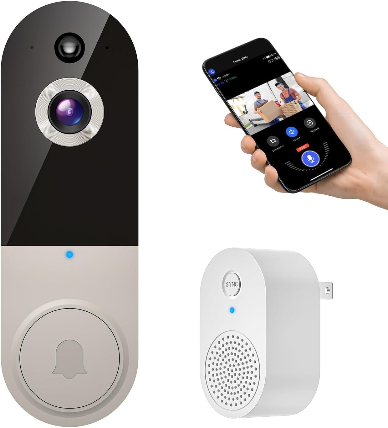 1080P Wireless Video Doorbell with Cloud Storage Live View and 2-Way Talk-image