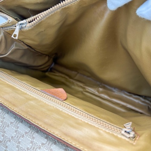 CELINE Macadam Shoulder Bag Hand Bag PVC Leather Beige Triomphe purse Authentic - Picture 11 of 23