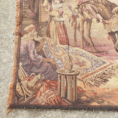 Vintage arabische nahöstliche Szene Markt Wandteppich Made in Belgium 19x36" - Bild 3 von 15