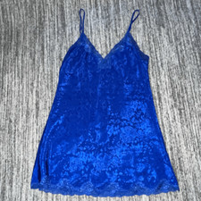 Vintage Gold Label Victorias Secret Womens Small Jacquard Chemise Babydoll Blue