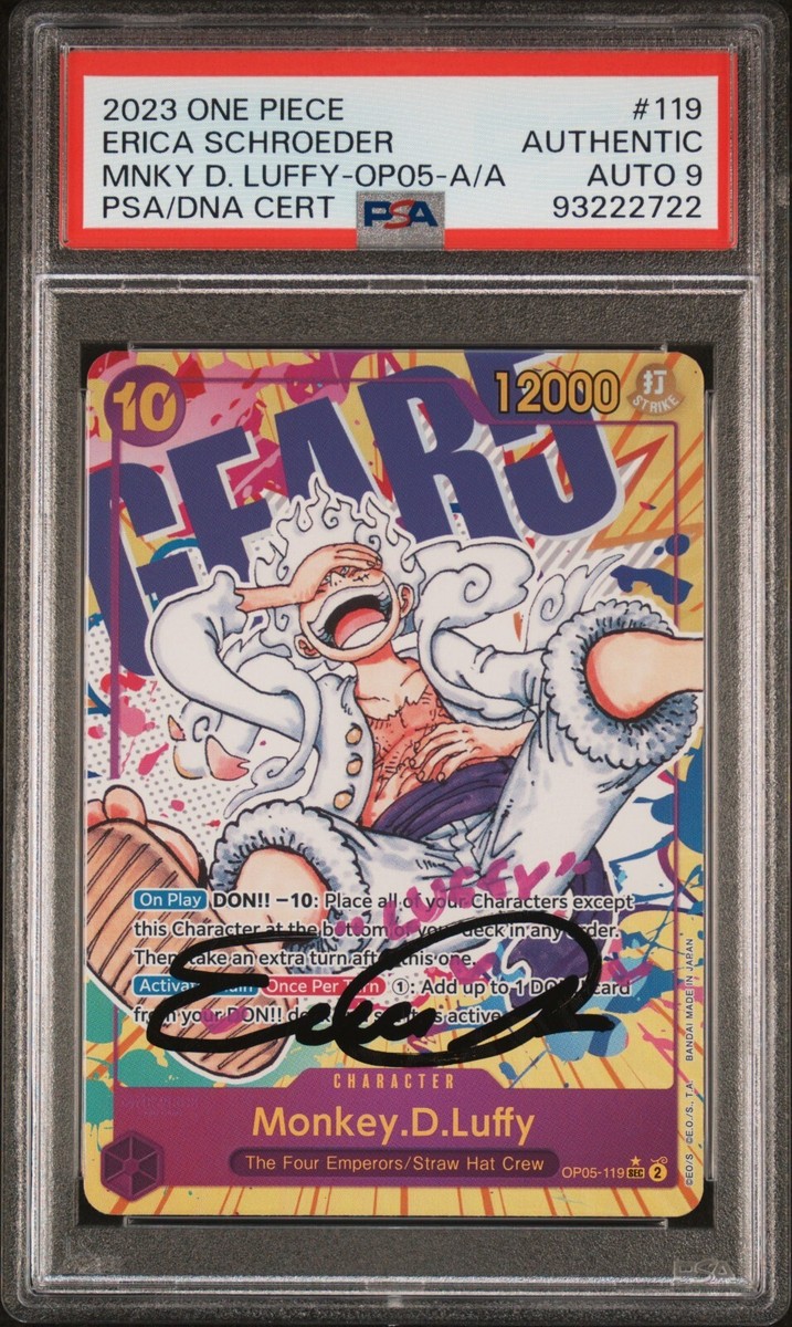 Monkey D. Luffy Straw Hat Erica Schroeder Signed Auto PSA 9 /DNA