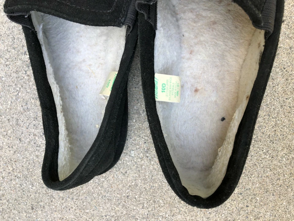 HABAND Vintage Cuero Gamuza Para hombres 10 Zapatillas Sin Cordones Zapatos Sherpa Forrados Negros Foto 4 de 4