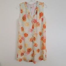 Skies Are Blue Off White, Orange, Yellow Floral Sleeveless Shift Dress XS