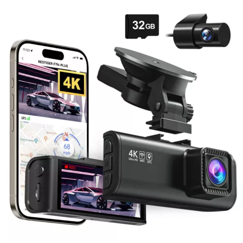 REDTIGER Dash Cam Front Rear,4K/2.5K Full HD Dash Camera for Cars, Night Vision