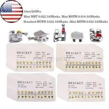 US 10Pack Dental Orthodontic Metal Bracket Braces Mini Roth MBT 018/022Hooks 345