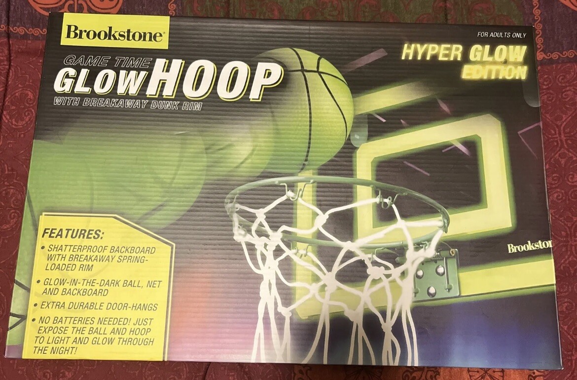 brookstone Basketball Clear And Green glow In The Dark hoop On Door