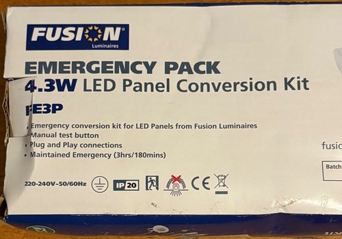 Fusion Luminaires emergency pack. 4.3w LED Panel conversion kit Part FE3P