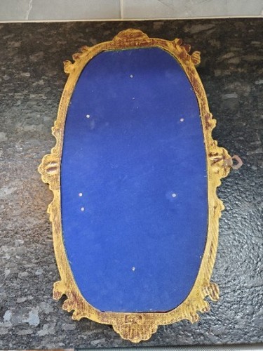 Vintage Depose Italy Victorian Man Woman Couple On Green Velvet Oval Ornate Wall - Picture 3 of 5