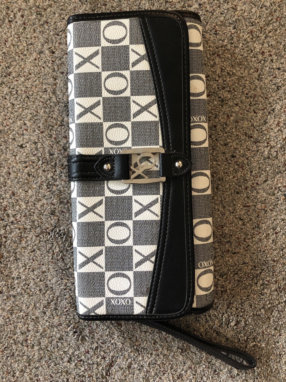 XOXO BlackWhiteGrey Checkerboard Clutch Bag Handbag | eBay