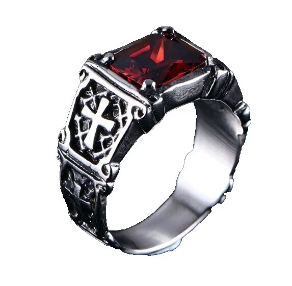 Anillos de Rubí Sello de acero inoxidable para hombres