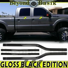 1999-2016 Ford F250 F350 F450 F550 Crew Cab GLOSS BLACK Window Sill Trims COVERS