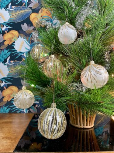 6 JOYAS Vintage Vidrio Satinado Adornos Navidad Adornos Árbol Decoraciones Soplado - Imagen 10 de 16
