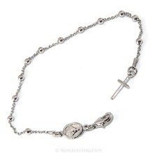 bracciale rosario argento 925 grani da 3mm croce latina madonna miracolosa