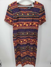 Womens Vintage Sag Harbor Floral Striped Colorful Long Dress Size 12