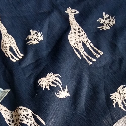 Drapery Fabric Safari Giraffe Palm Print on Black Rayon Texture 58" x 74" 2+Yd - Picture 3 of 6