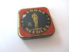 Rare – VERONA Nadeln Venus red blue gramophone needles tin German BC