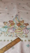 Vintage Maypole Dance Border Print On Pink Daisy Kingdom 1 Yard 21" x 45"