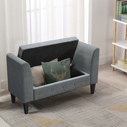 Ottoman Storage Box Chesterfield PU/Velvet Chair Blanket Pouffe Bench Footstool- - Picture 24 of 48