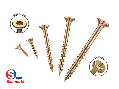 Spanplattenschrauben gelb verzinkt Torx Teilgewinde von 3,0x30 bis 6,0x200mm NEU