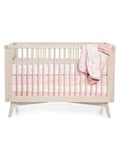Oilo Prim Woven Cotton Band Crib Skirt in Blush