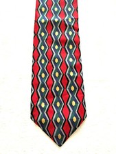 Mulberry Neckwear RMS Men's Long Tie Red Geometric Pattern-100 Thai Silk USA