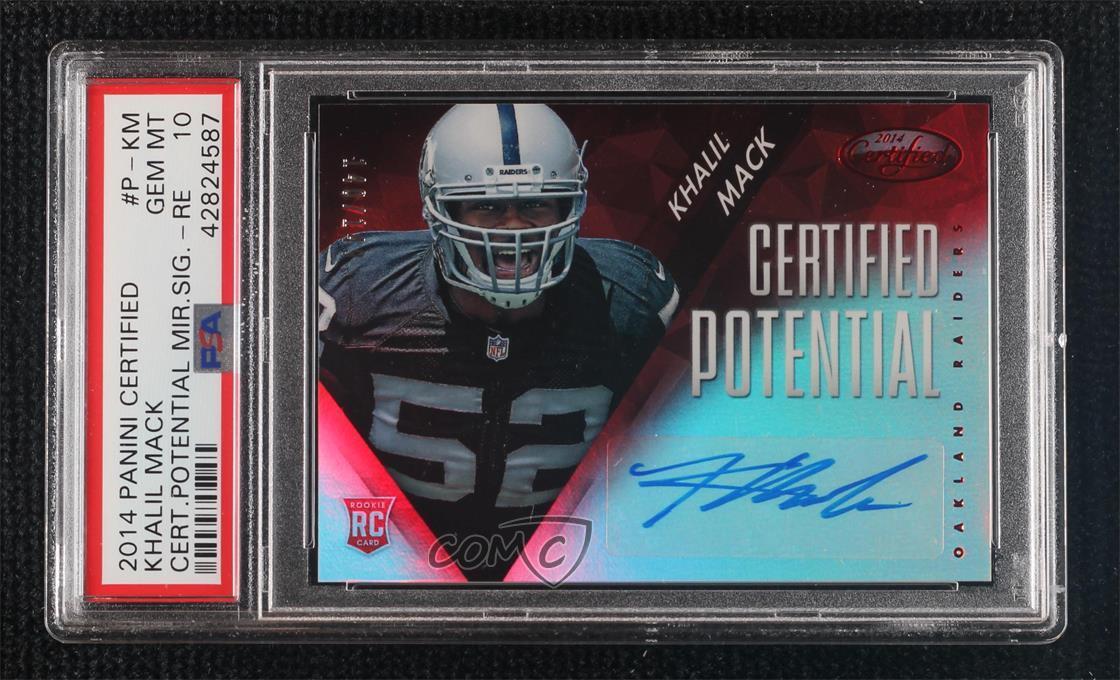 Khalil Mack Panini Certified Potential Mirror Signatures #PKM Red