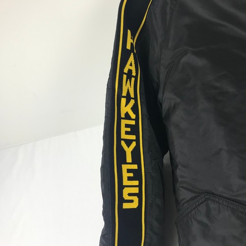 Vtg 80s Iowa Hawkeyes Down Sleeve Logo Jacket Coat ~ Wrightway Adult L Black - Picture 5 of 13