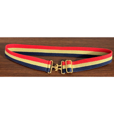 Vintage 1970's Twill Belt Red Blue Tan with Gold-Tone Buckle