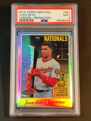 2019 Topps Heritage Juan Soto Chrome Refractor /570 PSA 9 Card #481