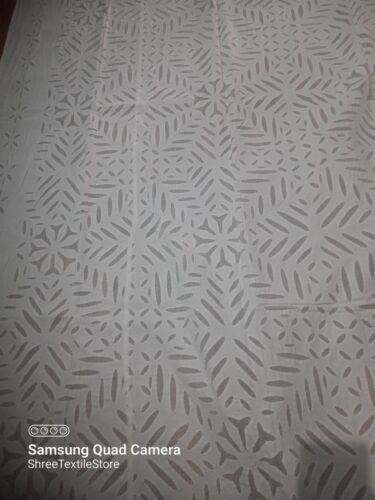 Organdy Cut-Work Rectangle/Square/Round/Bedding I White Hand made Applique Throw - Picture 8 of 12