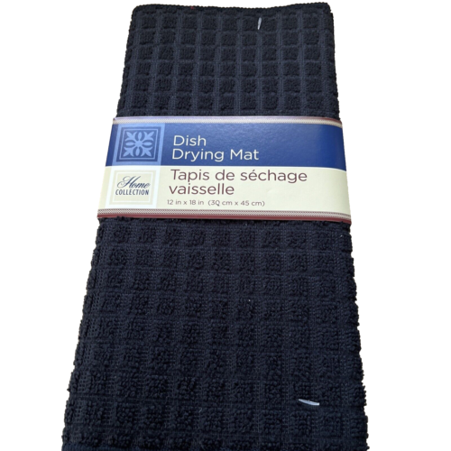 Dish Drying Mat Home Collection Black Window Pane 12 x 18 inch Kitchen Accessory - Picture 1 of 13