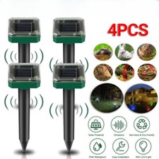4X Ultrasonic Solar Mole Repellent Pest Scarer Deterrent Repeller Garden