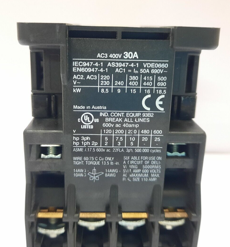 BENEDIKT & JAGER K2-30A00-40 CONTACTOR AC3 400V 30A K230A0040 - 第 4/11 張圖片