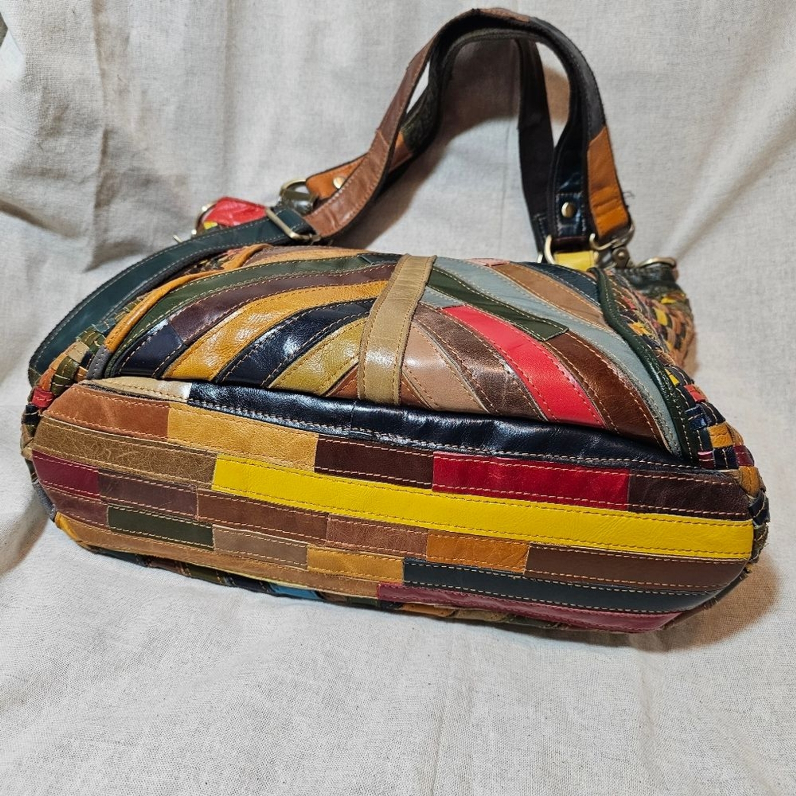 Amerileather Hazelle Genuine Leather Rainbow Shoulder Bag Purse eBay