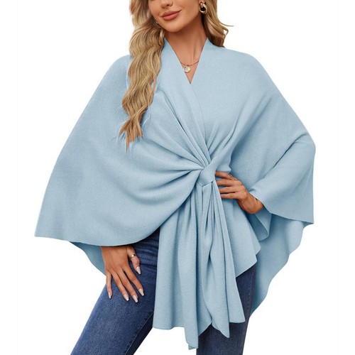 🔥 Women Elegant Shawl Wraps Soft Open Front Poncho Sweater Winter Thermal Cape - Picture 22 of 30