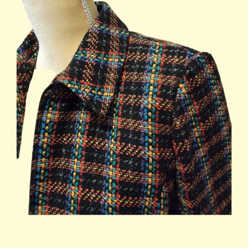 Sag Harbor karierter Blazer Jacke metallic wattierte Schultern Größe 10 P Petite T42 - Bild 3 von 9