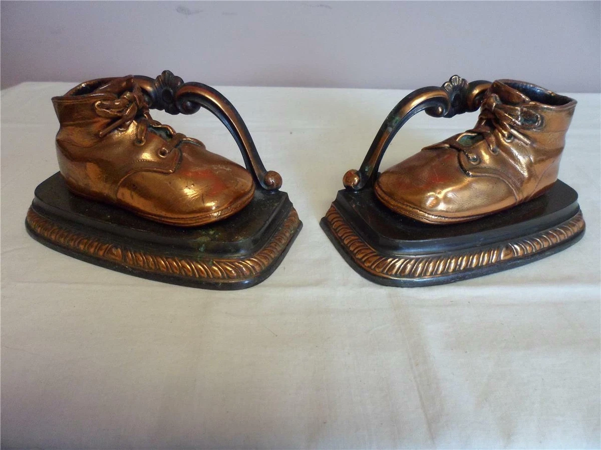 Bronze baby shoe bookends sale