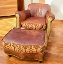 Exquisite Lux Collection club chair/ottoman by renowned designer Jeff Zimmerman.