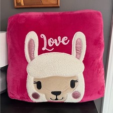American Kids Love plushies floor pillow 2ft x 2ft hot pink and white