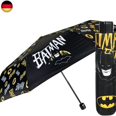 PERLETTI Batman Taschenschirm Kinder 7 8 9 Jahre - Mini Kinderschirm Kompakt