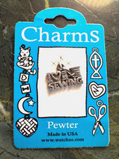 silver pewter charm “I love sewing” watch us made in USA