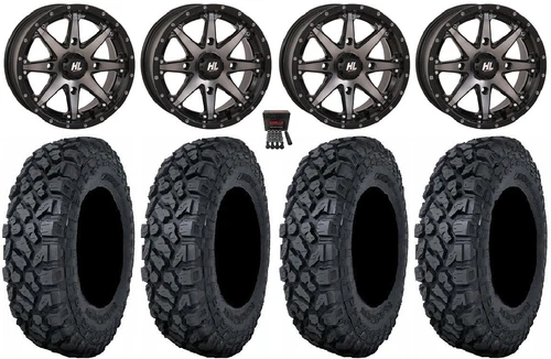 High Lifter HL10 14" Wheels Smoke 27" Klever X/T Tires Honda Pioneer