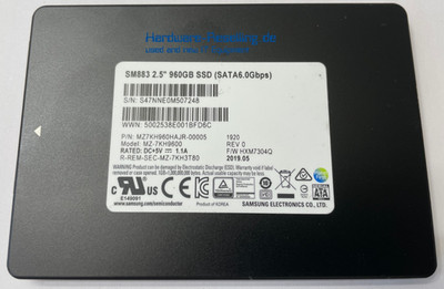 Samsung SM883 960GB MLC SSD SATA 6G 2,5'' MU SFF MZ7KH960HAJR-00005