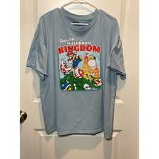 Super Mario Tour the Mushroom Kingdom T Shirt Mens XL Light Blue Nintendo