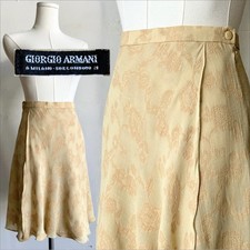 VTG Y2K Giorgio Armani Designer Floral Embossed Wrap Skirt, Italy, High End