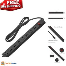 Versatile Metal 8 Outlet Power Strip for Wall Mounting - 3FT Cord  Protector