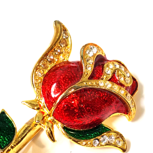 Vtg BIG Single ROSE LEAF Brooch Pin - Picture 2 of 4