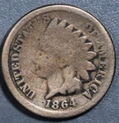 1864 1C INDIAN HEAD COPPER-Ni CENT KM# 90 Grade:  G A7186