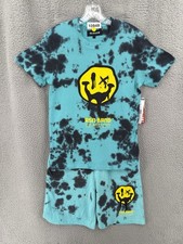 Reason Brand 2 Pc Set Tee Shirt Sweat Shorts Mens Small Tye Die Emoji Face 10942