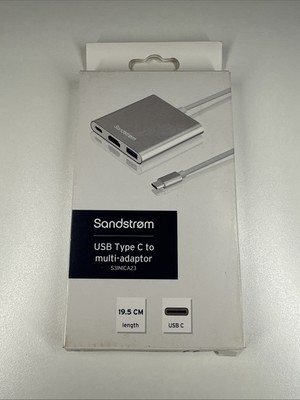 SANDSTROM S3IN1CA23 3-Port USB Typ-C auf Multi-Adapter 19,5cm NEU OPEN BOX